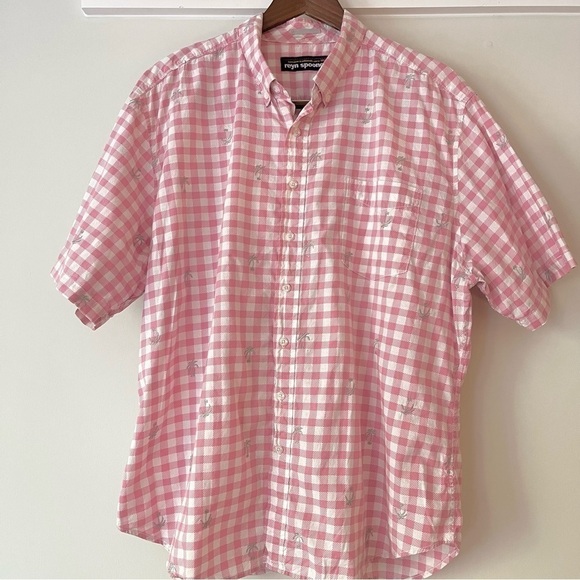 reyn spooner Other - Palm Tree 🌴 REYN SPOONER Hawaiian Short Sleeve Button Front Plaid Checker Shirt
